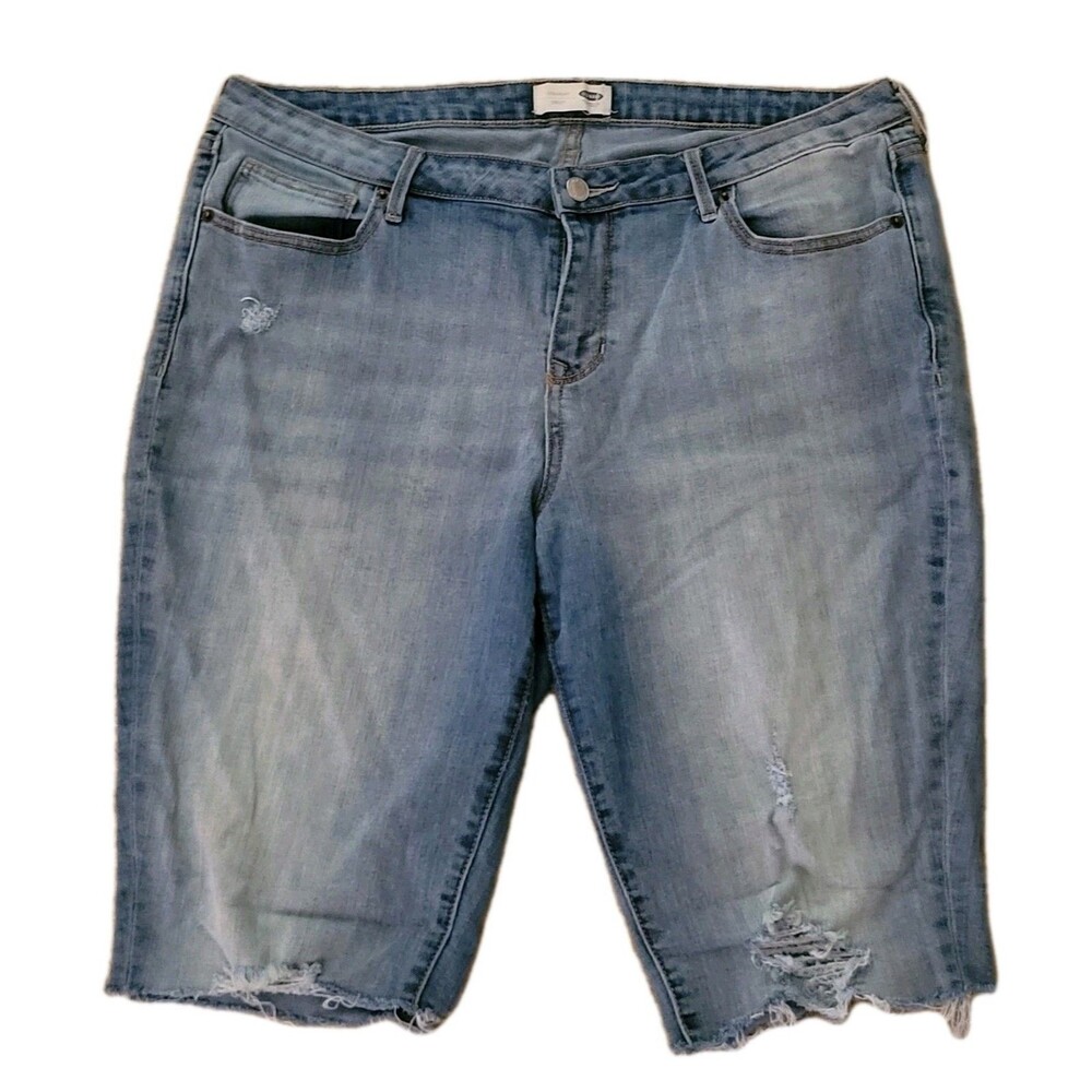 Old Navy Jean Shorts Womens 12 Blue Denim Distressed Cut Off MidRise  Frayed Hem